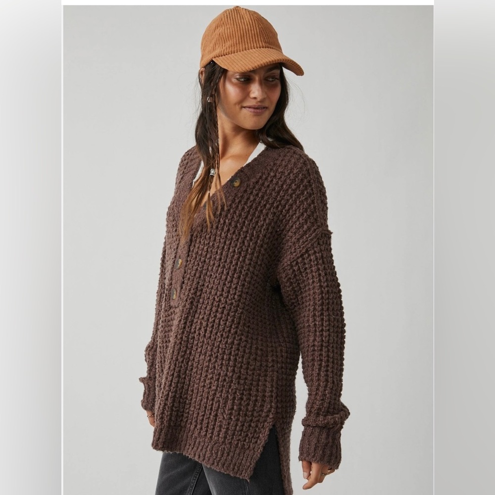 NWT Free People Whistle Thermal Henley Top! - Picture 2 of 8